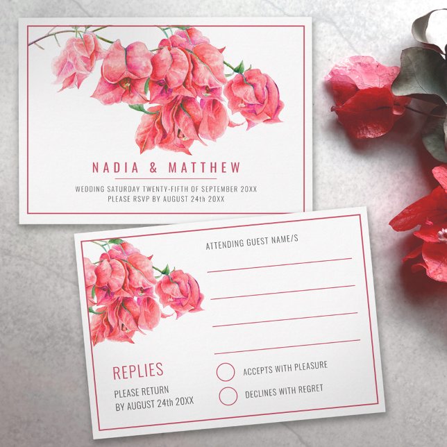 Bougainvillea Hochzeit in Rosa RSVP Karte (Von Creator hochgeladen)