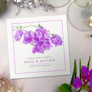 Bougainvillea lila mauve Aquarellhochzeit Serviette
