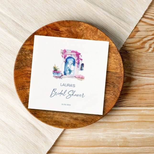 Bougainvillea mediterranes Brautparty Serviette (Bougainvillea Mediterranean themed bridal shower Napkins personalized tableware template napkins)