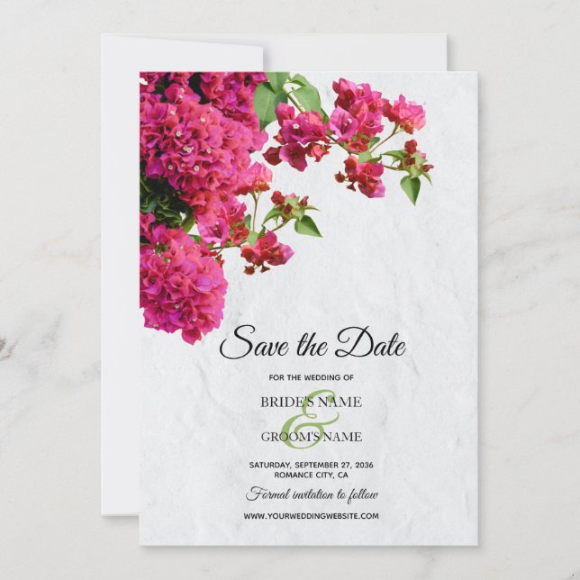 Bougainvillea Mittelmeer Griechische Insel Wedding Save The Date (Vorderseite)