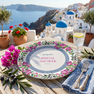 Bougainvillea-Mittelmeer-Griechischer-Junggesellin Pappteller
