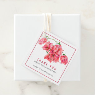 Bougainvillea Papierblume rote Hochzeits Dankeschö Geschenkanhänger