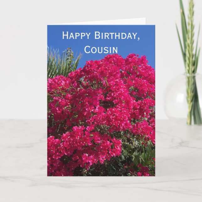 Bougainvillea Personalisierter Cousin Geburtstag Karte (Vorderseite)
