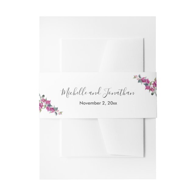 Bougainvillea Pink Wedding Einladung Bly Band (Vorderseite Beispiel)