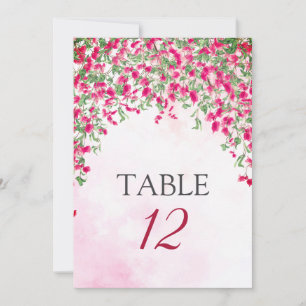 Bougainvillea-Tropenwald-Hochzeit-Tischnummer Einladung