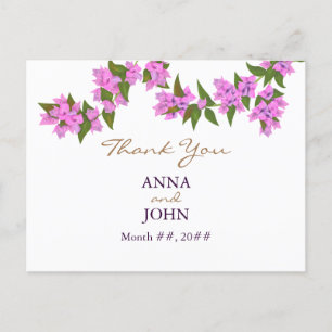 Bougainvillea Tropical Wedding Danke Postcard Einladungspostkarte