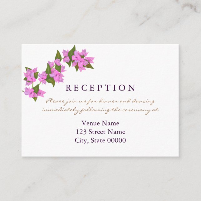 Bougainvillea Tropical Wedding Reception Card Begleitkarte (Vorderseite)