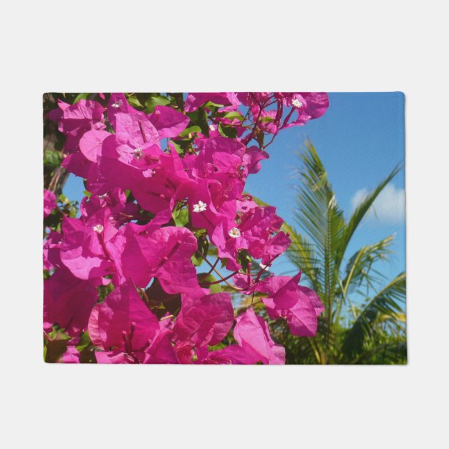 Bougainvillea und Palmen Tropische Natur Fußmatte (Vorderseite)