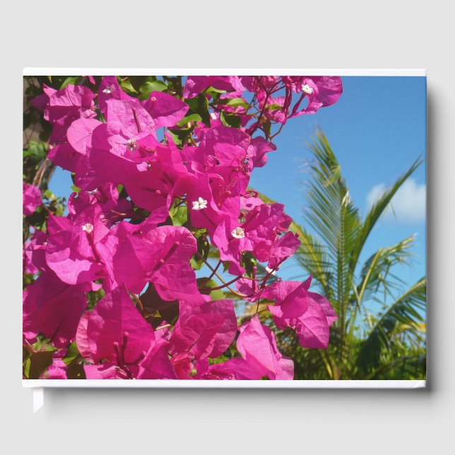 Bougainvillea und Palmen Tropische Natur Gästebuch (Vorderseite)