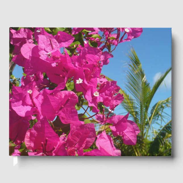 Bougainvillea und Palmen Tropische Natur Gästebuch (Vorderseite)