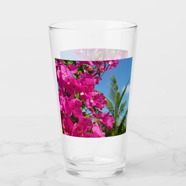 Bougainvillea und Palmen Tropische Natur Glas (Vorderseite)