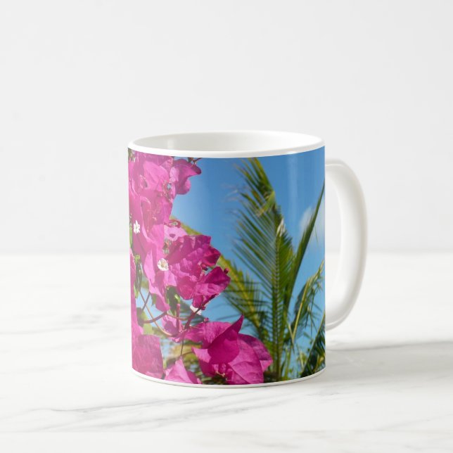 Bougainvillea und Palmen Tropische Natur Kaffeetasse (VorderseiteRechts)