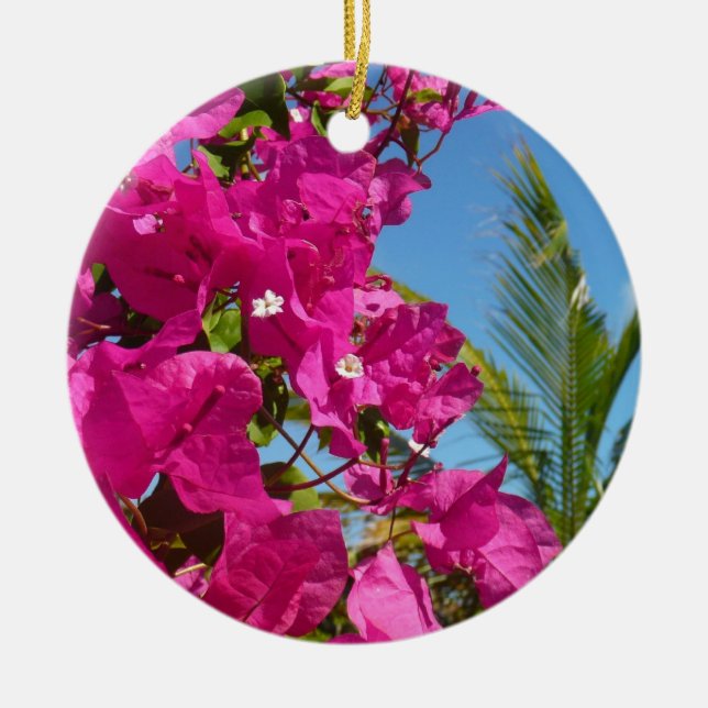 Bougainvillea und Palmen Tropische Natur Keramik Ornament (Vorne)