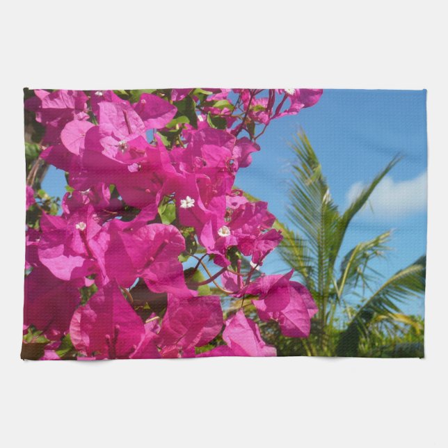 Bougainvillea und Palmen Tropische Natur Küchentuch (Horizontal)