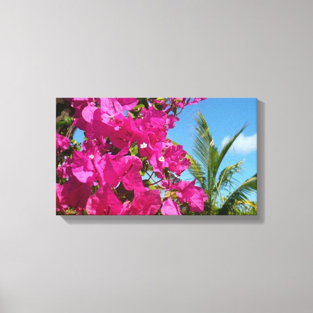 Bougainvillea und Palmen Tropische Natur Leinwanddruck (Vorderseite)