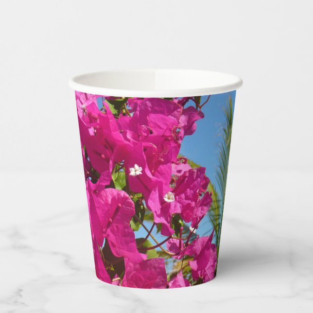 Bougainvillea und Palmen Tropische Natur Pappbecher (Links)