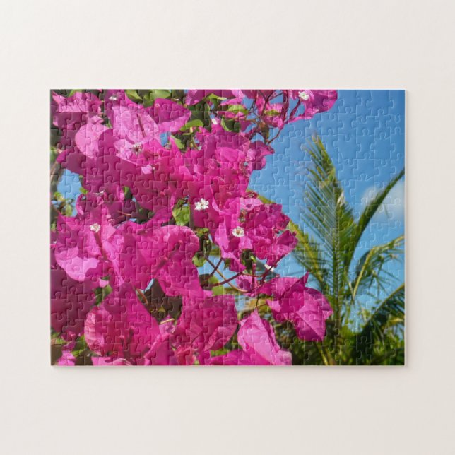 Bougainvillea und Palmen Tropische Natur Puzzle (Horizontal)