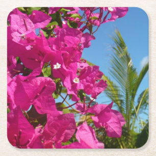 Bougainvillea und Palmen Tropische Natur Rechteckiger Pappuntersetzer