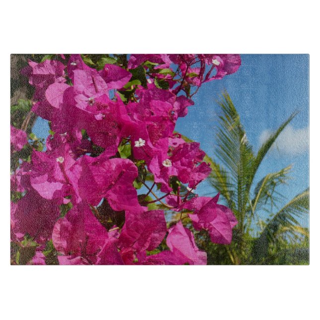Bougainvillea und Palmen Tropische Natur Schneidebrett (Vorderseite)