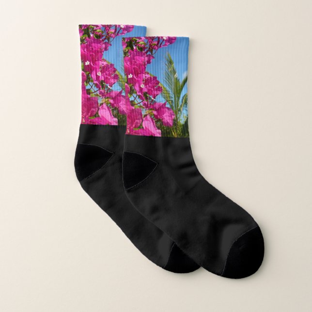 Bougainvillea und Palmen Tropische Natur Socken (Paar)