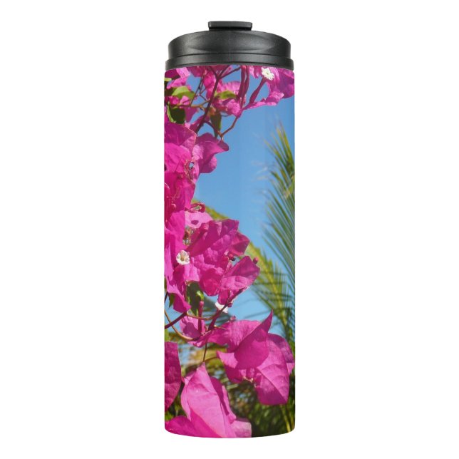 Bougainvillea und Palmen Tropische Natur Thermosbecher (Vorderseite)