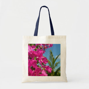 Bougainvillea und Palmen Tropische Natur Tragetasche