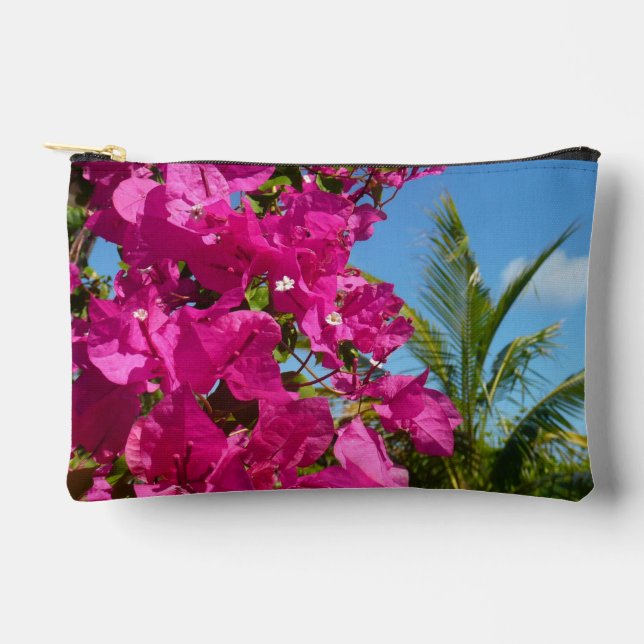 Bougainvillea und Palmen Tropische Natur Zubehörtasche (Vorderseite)
