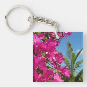 Bougainvillea und Palmenbaum tropische Naturszene Schlüsselanhänger