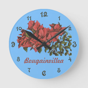 Bougainvillea Wall Clock Runde Wanduhr