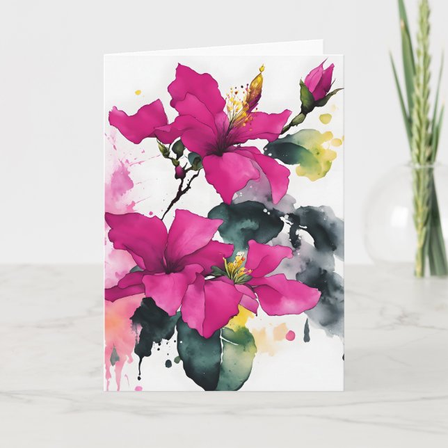 Bougainvillea - Watercolor flowers Karte (Vorderseite)