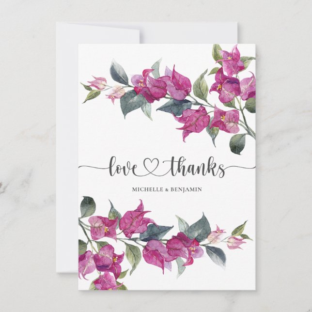 Bougainvillea Wedding Brautparty Danke-Card Dankeskarte (Vorderseite)