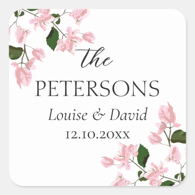 Bougainvillea Wedding Geschenke & Favoriten Sticke Quadratischer Aufkleber (Vorderseite)