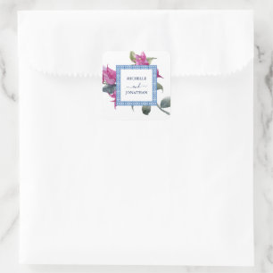 Bougainvillea Wedding Umschlag Aufklebers Quadratischer Aufkleber