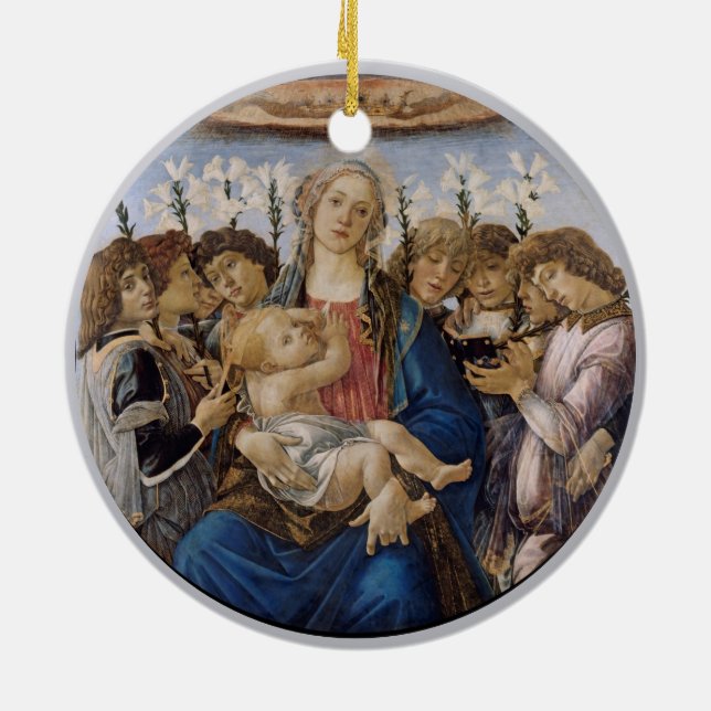 Bougereau und Botticelli Mary Jesus and Angels Keramik Ornament (Hinten)