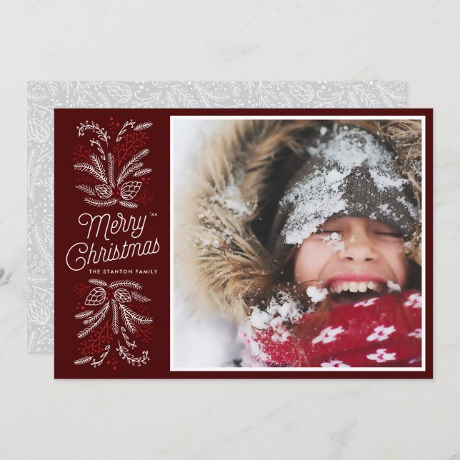 Boughs of Joy Christmas Holiday Flat Card Einladung (Vorne/Hinten)