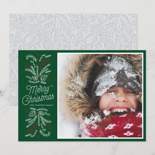 Boughs of Joy Christmas Holiday Flat Card Einladung (Vorne/Hinten)