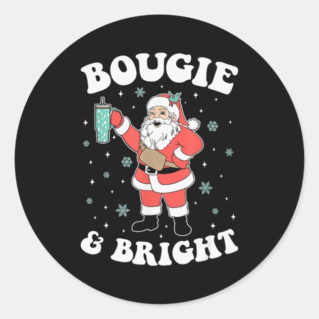 Bougie &amp; Bright Funny Christmas Santa Claus  Runder Aufkleber (Vorderseite)