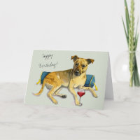 Bougie Brindle Dog Genussvoll Wein | Happy Birthda