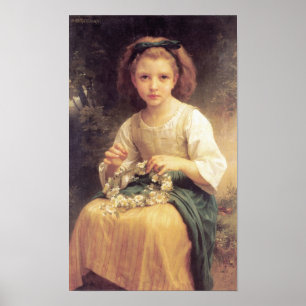 Bouguereau-Child Braiding a Crown Poster