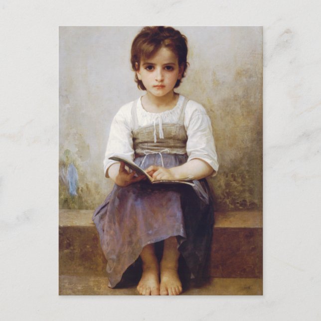 Bouguereau - Die harte Lektion auf der Postkarte (Vorderseite)