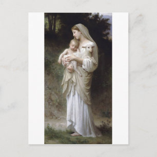 Bouguereau Innocence Lady Child Lamb Postkarte