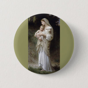 Bouguereau Innocence Lady Child Lamm Button