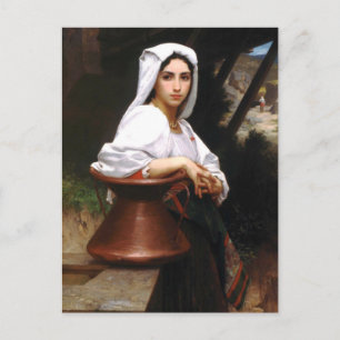 Bouguereau Italian Girl Zeichnend Water Postcard Postkarte