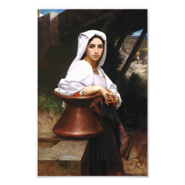Bouguereau Italian Girl Zeichnend Water Print Fotodruck (Vorne)
