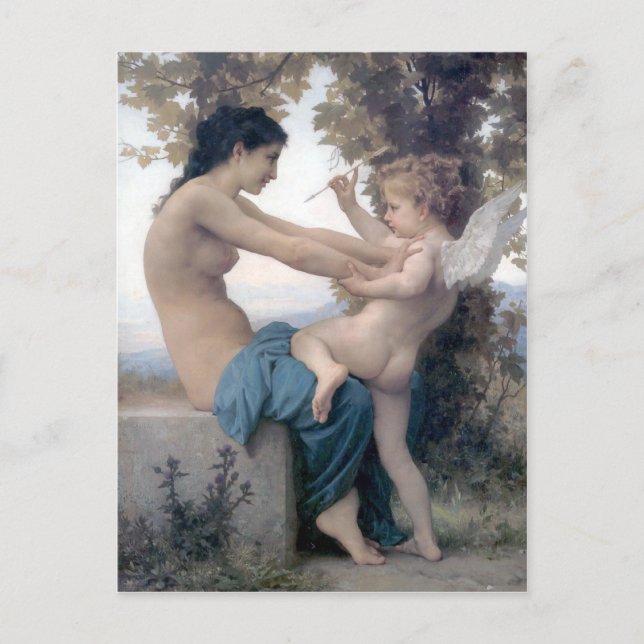 Bouguereau - Jeune Fille se Defendant contre Eros Postkarte (Vorderseite)