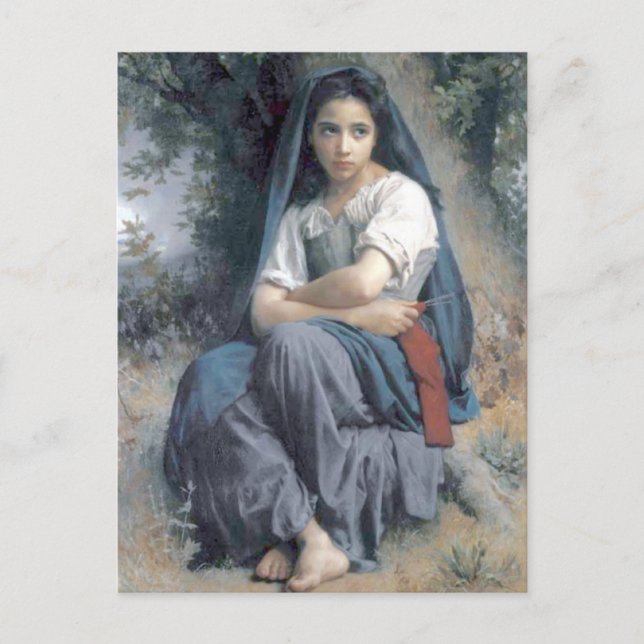 Bouguereau - La Petite Tricoteuse Postkarte (Vorderseite)