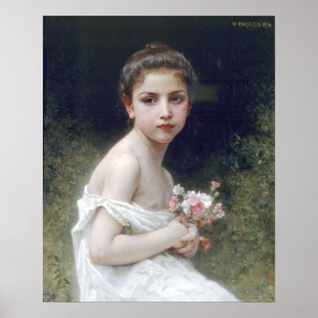 Bouguereau - Petite Fille au Bouquet Poster (Vorne)