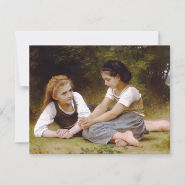 Bouguereau's 1882 The Nut Gatherers Les noisettes Einladung (Vorderseite)