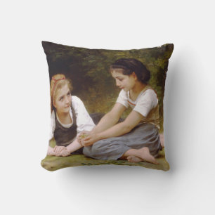 Bouguereau's 1882 The Nut Gatherers Les noisettes Kissen