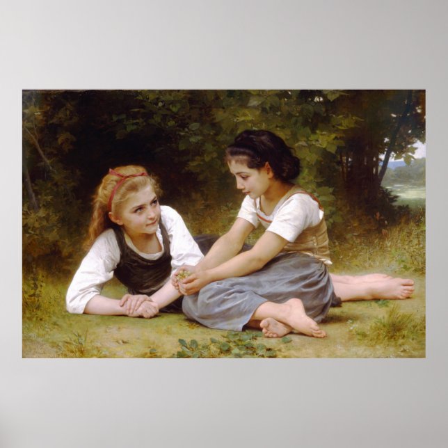 Bouguereau's 1882 The Nut Gatherers  Les noisettes Poster (Vorne)
